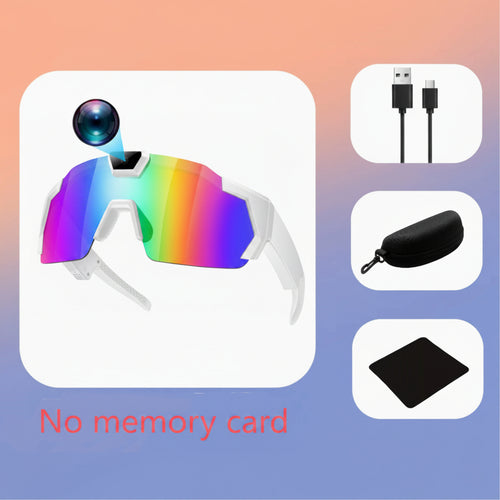Colorful sunglasses with accessories on a gradient background