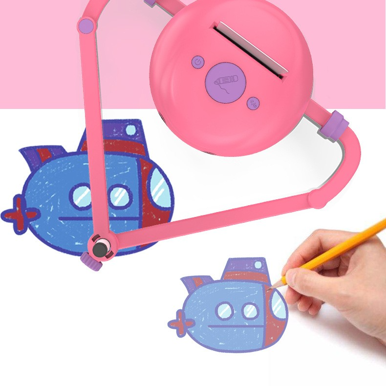 Pink drawing tool with a cartoon fish design on a white background