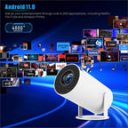 White security camera with streaming applications on a blue background