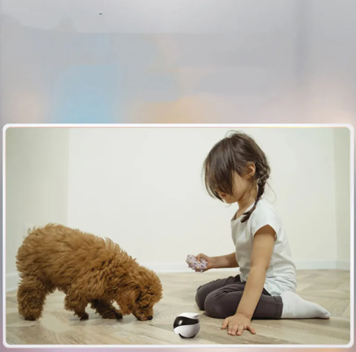 AI Robot security camera monitoring children and pets from smartphone app