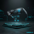 Black sunglasses with reflective lenses on a white background