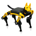 Yellow and black robot dog on a white background