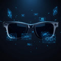 Black sunglasses with a white background