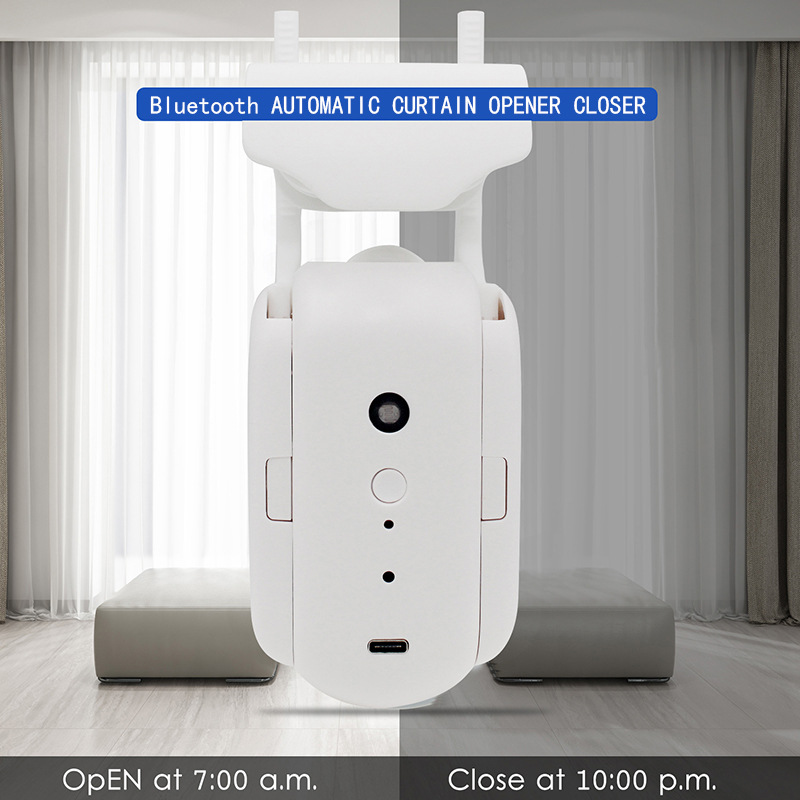 WiFi automatic curtain opener closer with curtains in the background