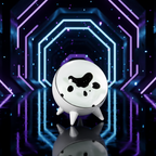 White decorative object with black spots on a white background