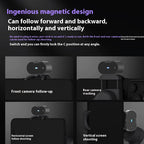 Camera system with front and rear camera capabilities on a black background