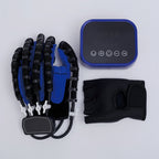 Set of resistance bands, a glove, and a control device on a white background